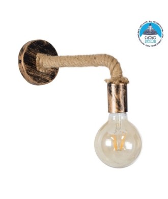 GLOBOSTAR® CENADEL 01135 Vintage Φωτιστικό Τοίχου - Απλίκα με Ντουί 1 x E27 AC 220-240V IP20 - Χάλκινο & Μπεζ - Μ29 x Π10 x Υ15cm